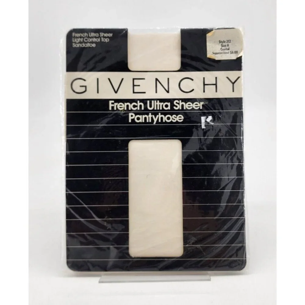 Givenchy French Ultra Sheer Light Control Top Pantyhose Style 212 Size A Crystal